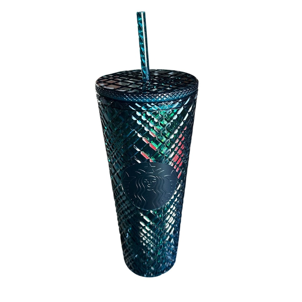 Starbucks Emerald Green Tumbler Jeweled Holiday 2021 Plastic 24 Oz New